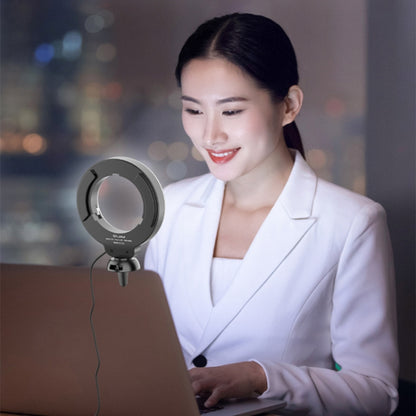 YRing48 4-Inch 48LEDs Laptop Camera Video Conference Live Beauty Ring Fill Light, Clip Set, Clip with Tripod