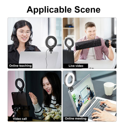 YRing48 4-Inch 48LEDs Laptop Camera Video Conference Live Beauty Ring Fill Light, Clip Set, Clip with Tripod