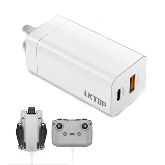 For DJI Mavic Series LKTOP 65W GaN Charger AC Adapter with USB-C and USB-A Port, US Plug