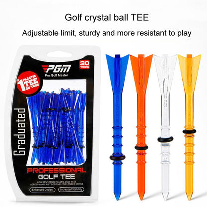 30pcs /Box PGM QT025 Golf Tee Limit Ball Studs With Adjustable Height of 83mm, White, Orange, Blue