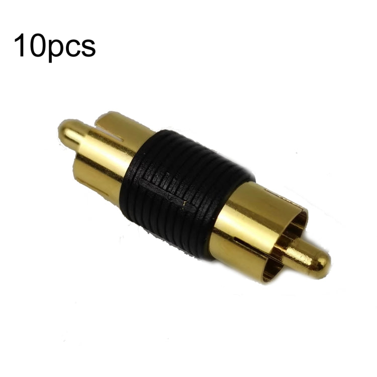 10pcs Gold-plated RCA Lotus Male to-Male  AV Audio Adapter, Gold-plated RCA Male Black