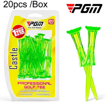 20pcs /Box PGM QT024 Golf Ball Tee Competition Ball Studs 8 Point Crown Tip Durable Anti-Hitting, Yellow, Green, Blue