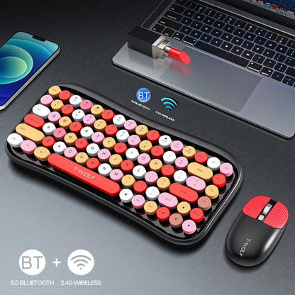 T-WOLF TF660 2.4G+5.0 Bluetooth Dual-Mode Retro Wireless Keyboard And Mouse Set, TF660(Blue), TF660(Black Red), TF660(Milk Tea Color)