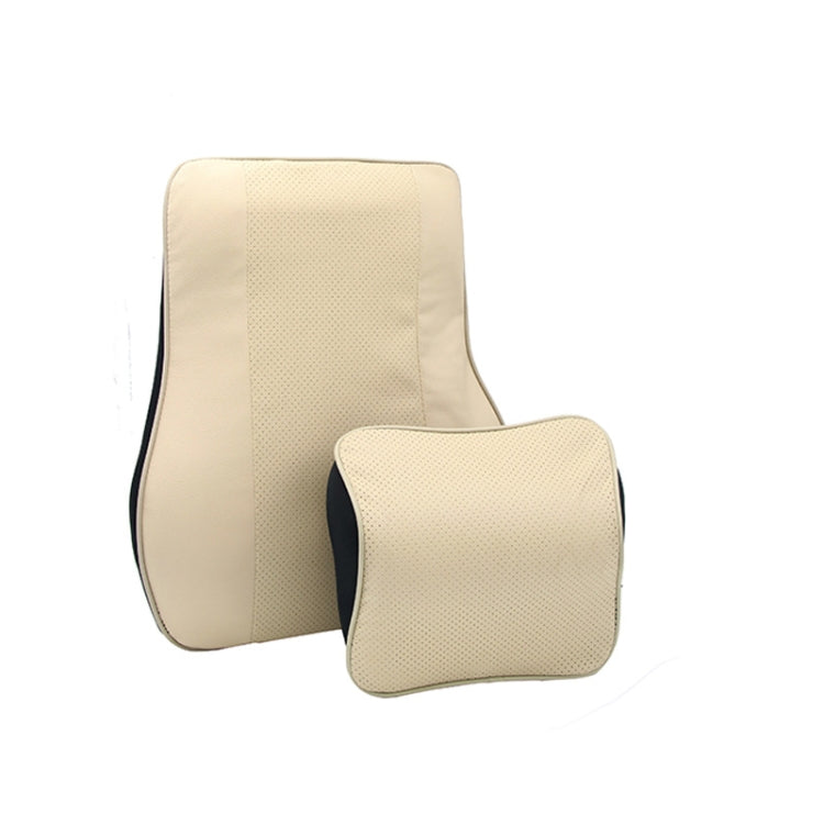 Leather Memory Foam All Season Car Seat Neck Support Cushion, Headrest+Waist Pad