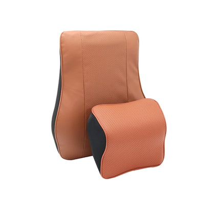 Leather Memory Foam All Season Car Seat Neck Support Cushion, Headrest+Waist Pad