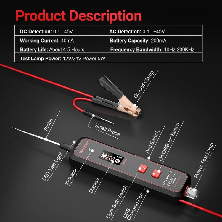JDiag Mini Circuit Tester AC/DC Detection Multi-function Oscilloscope, P50 PRO