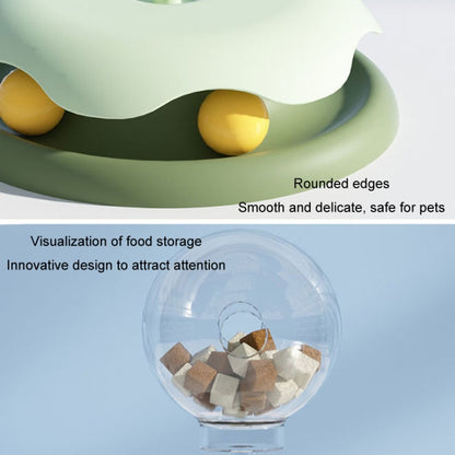 Teasing Cats Toy Turntable With Spring Leaky Food Ball Pet Cats Play Tray