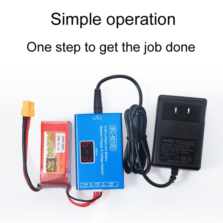 Li-Ion Battery LED Digital Display Balance Charging Case With Power Supply, US Plug, BC-4S15D