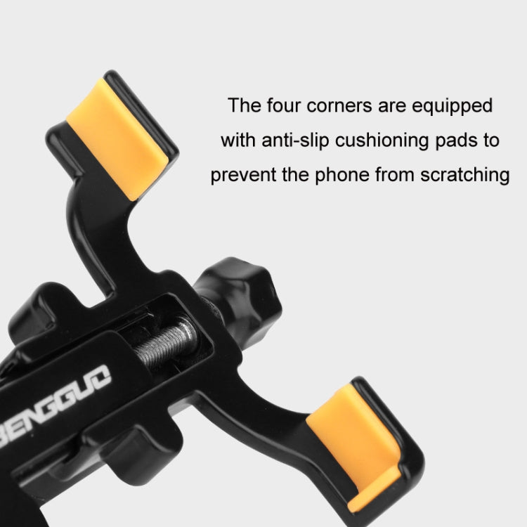 BENGGUO Bicycle Aluminum Alloy Four-claw Cycling Mobile Phone Holder, Handlebars, Stem Style, Rear View Mirror