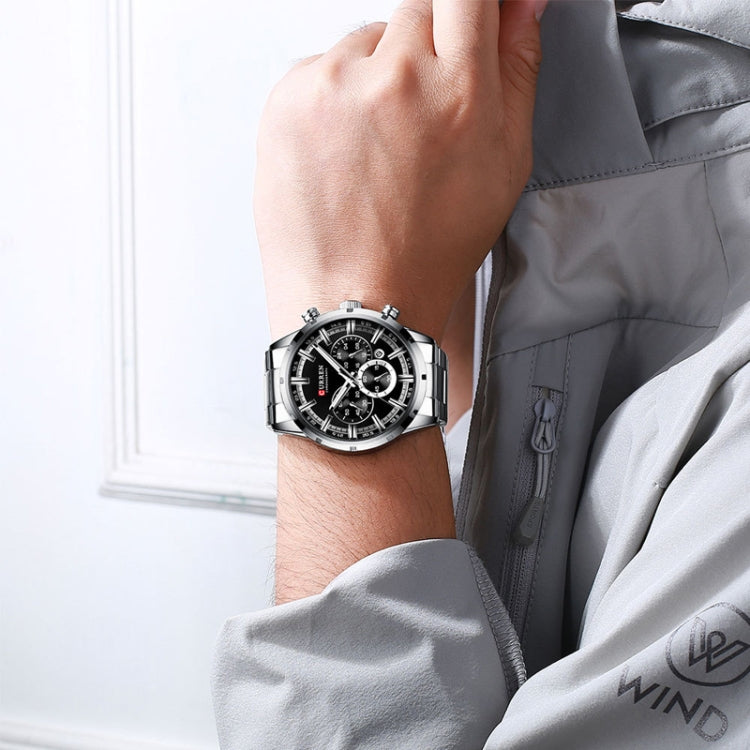 Curren M8355 Men Watch Waterproof Quartz Six Stitches Calendar Steel Belt Business Watch