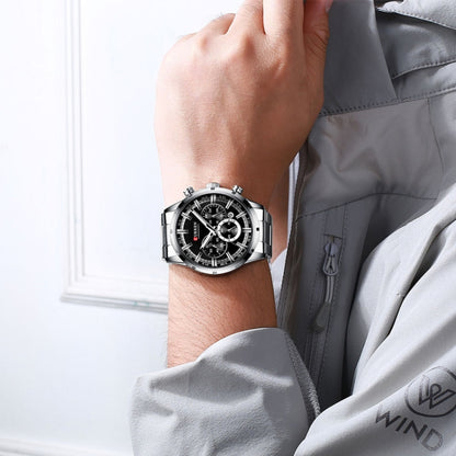 Curren M8355 Men Watch Waterproof Quartz Six Stitches Calendar Steel Belt Business Watch