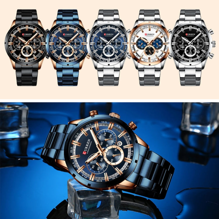 Curren M8355 Men Watch Waterproof Quartz Six Stitches Calendar Steel Belt Business Watch