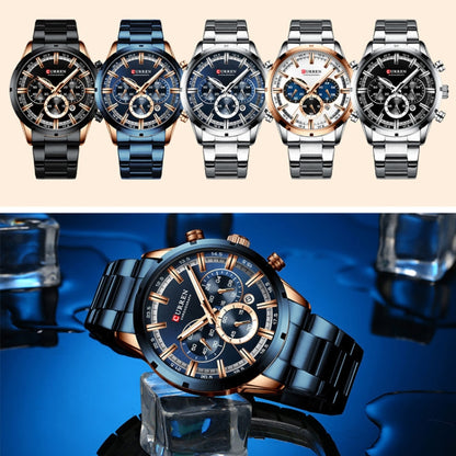 Curren M8355 Men Watch Waterproof Quartz Six Stitches Calendar Steel Belt Business Watch