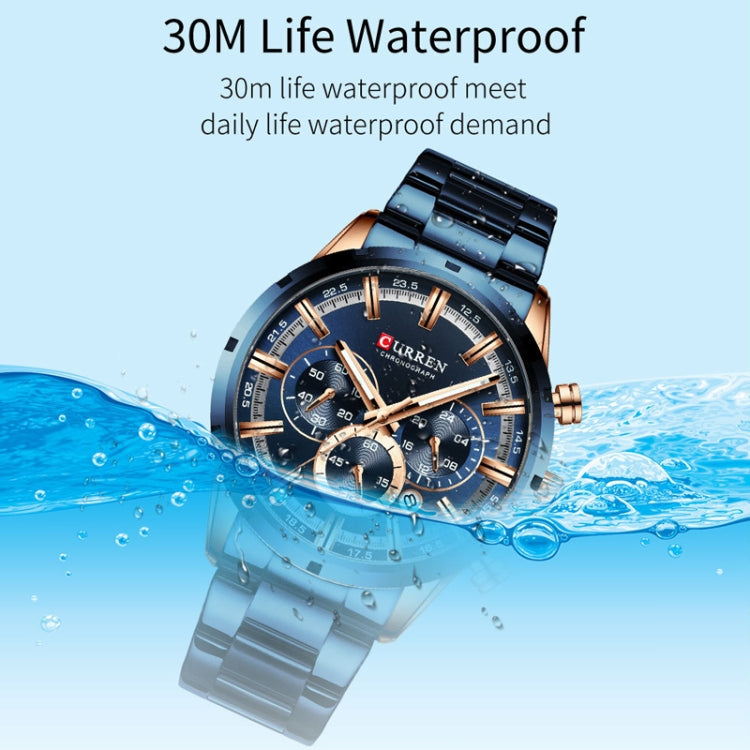 Curren M8355 Men Watch Waterproof Quartz Six Stitches Calendar Steel Belt Business Watch