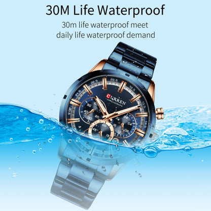 Curren M8355 Men Watch Waterproof Quartz Six Stitches Calendar Steel Belt Business Watch