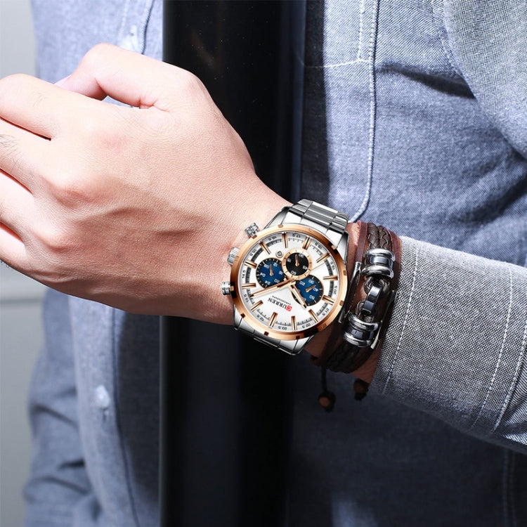 Curren M8355 Men Watch Waterproof Quartz Six Stitches Calendar Steel Belt Business Watch