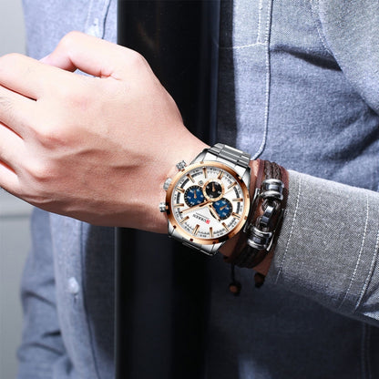 Curren M8355 Men Watch Waterproof Quartz Six Stitches Calendar Steel Belt Business Watch