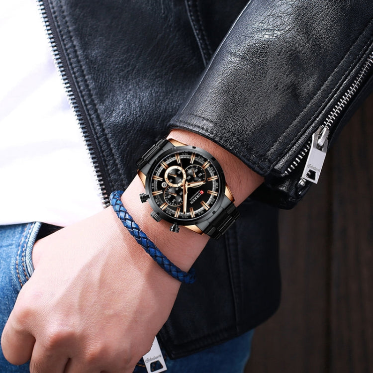 Curren M8355 Men Watch Waterproof Quartz Six Stitches Calendar Steel Belt Business Watch