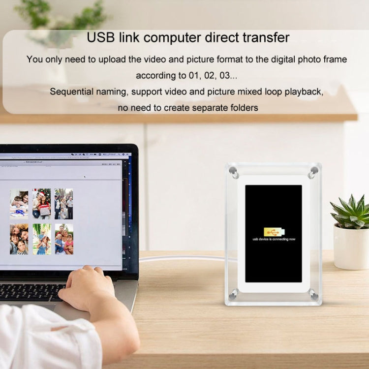 5 Inch HD Digital Photo Frame Crystal Advertising Player 1080P Motion Video Picture Display Player, 5 Inch (US Plug), 5 Inch (EU Plug), 5 Inch (UK Plug)