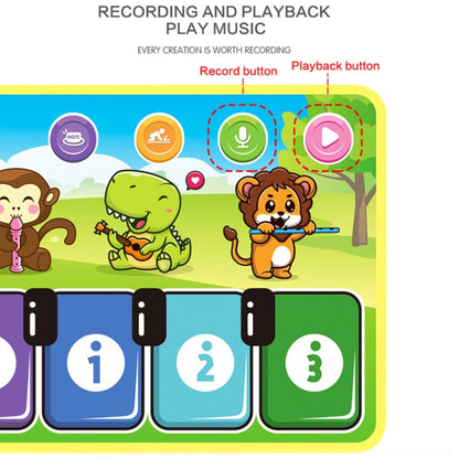 Children Piano Mat Footsteps Music Dancing Blanket Parent-Child Multifunctional Game Blanket, 110x36cm