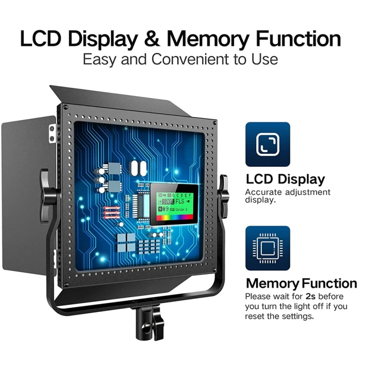 Pixel K80 RGB 45W 2600-10000K 552 LEDs Photography Fill Light Panel Lamp With LCD Display,US Plug, K80 RGB