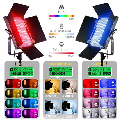 Pixel K80 RGB 45W 2600-10000K 552 LEDs Photography Fill Light Panel Lamp With LCD Display,US Plug, K80 RGB