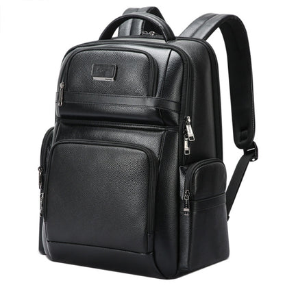 Bopai 61-123291 Large-capacity First-layer Cowhide Laptop Backpack with USB+Type-C Port, Lychee Pattern, Falling Pattern