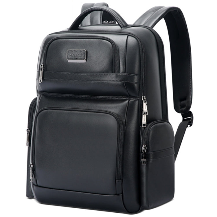 Bopai 61-123291 Large-capacity First-layer Cowhide Laptop Backpack with USB+Type-C Port, Lychee Pattern, Falling Pattern