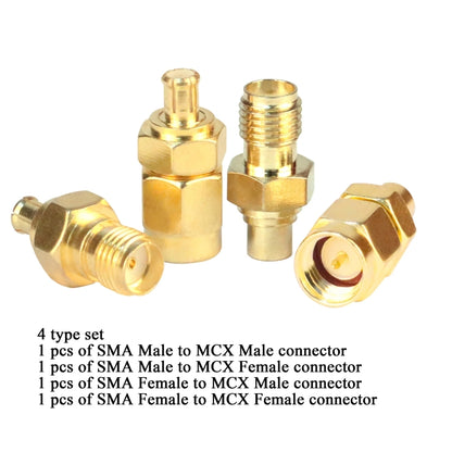 4pcs /Set SMA To MCX Connector Kit RF Coaxial Gold Plated Adapter, 4pcs /Set SMA To MCX