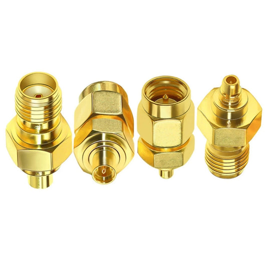 Coaxial Adapter Kit Brass Coaxial Connector RF Antenna Adapter, 4pcs /Set SMA To MMCX, SMA Male To  MMCX Male, SAM Female To MMCX Male, SMA Male To MMCX Female, SMA Female To MMCX Female