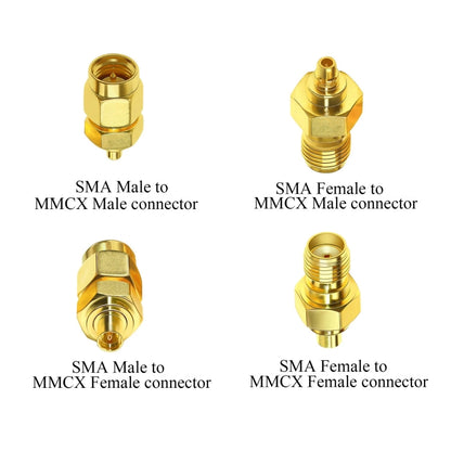 Coaxial Adapter Kit Brass Coaxial Connector RF Antenna Adapter, 4pcs /Set SMA To MMCX, SMA Male To  MMCX Male, SAM Female To MMCX Male, SMA Male To MMCX Female, SMA Female To MMCX Female