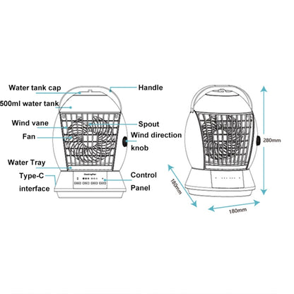 CF-009 USB Touch Spray Humidification Air Conditioning Fan Desktop Office Air Cooler, CF-009