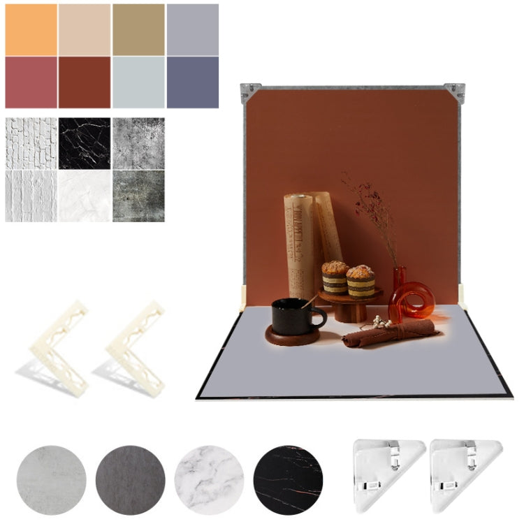 2pcs 40cm Double-Sided Background Board + 7pcs Backdrop Paper Photography Props Set, Set 1, Set 2, Set 3, Set 4