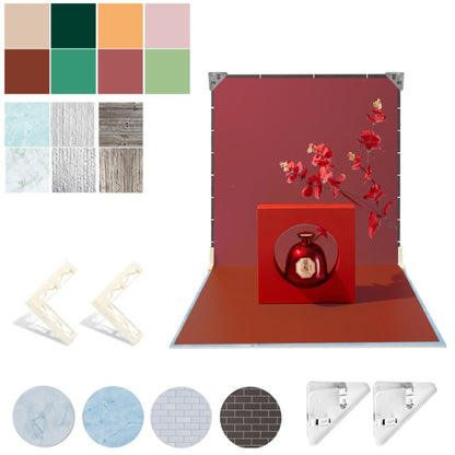 2pcs 40cm Double-Sided Background Board + 7pcs Backdrop Paper Photography Props Set, Set 1, Set 2, Set 3, Set 4