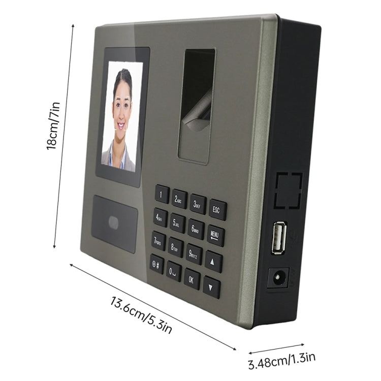 FA03 Intelligent Voice Prompt Face Recognition Fingerprint Attendance Machine, English with US Plug, English with EU Plug, English with UK Plug