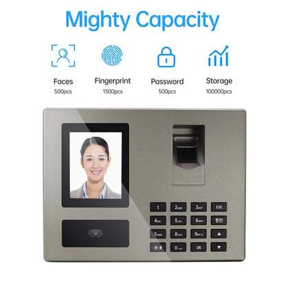 FA03 Intelligent Voice Prompt Face Recognition Fingerprint Attendance Machine, English with US Plug, English with EU Plug, English with UK Plug