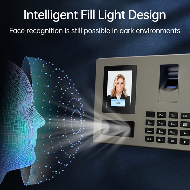 FA03 Intelligent Voice Prompt Face Recognition Fingerprint Attendance Machine, English with US Plug, English with EU Plug, English with UK Plug