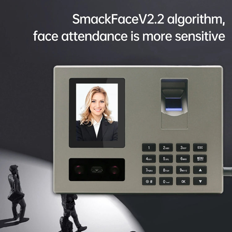 FA03 Intelligent Voice Prompt Face Recognition Fingerprint Attendance Machine, English with US Plug, English with EU Plug, English with UK Plug