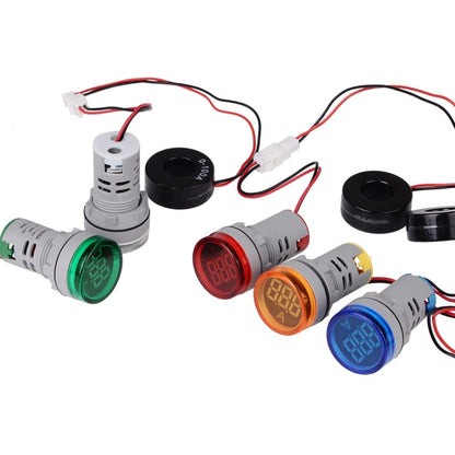 SINOTIMER ST16A Round 22mm LED Digital Signal Light 220V AC Ammeter 0-100A AC Current Indicator Light, ST16A