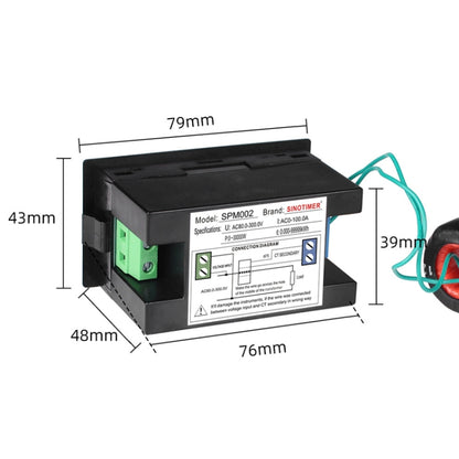 SINOTIMER SPM002 Liquid Crystals AC Digital Voltage And Current Meter Power Monitor, AC80-300V 100A, AC200-450V 100A
