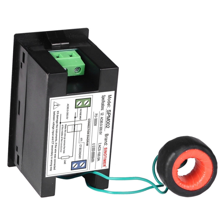 SINOTIMER SPM002 Liquid Crystals AC Digital Voltage And Current Meter Power Monitor, AC80-300V 100A, AC200-450V 100A