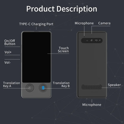 Hishell W12 144 Languages AI Voice Translator Smart Camera Translator Offline Dialogue Real-Time Mutual Translation, W12
