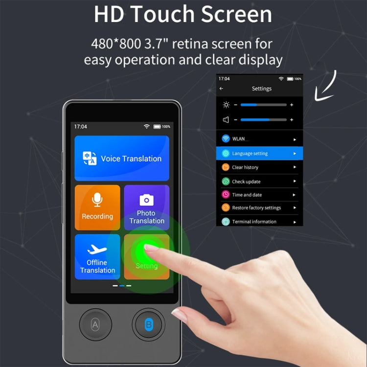 Hishell W12 144 Languages AI Voice Translator Smart Camera Translator Offline Dialogue Real-Time Mutual Translation, W12