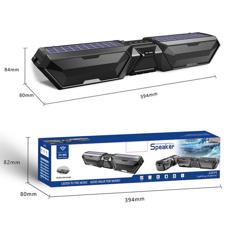 DV-880 Dual Solar Wireless Bluetooth Speaker Outdoor Long Radio