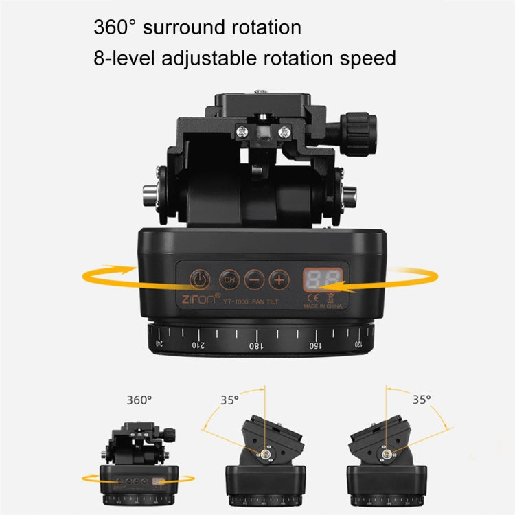 ZIFON YT-1000 Electric Gimbal 360 Degree Panoramic Remote Control Mobile Phone Shooting Dual Axis DSLR Camera Live Stabilizer, YT-1000