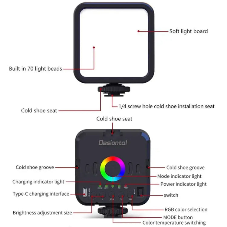 Live Fill Light Portable Small Pocket Light Ambient Photo Handheld Photography Lighting, W70