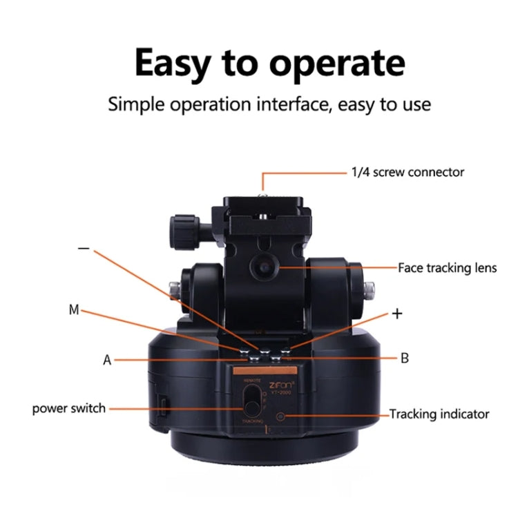 ZIFON YT-2000 Intelligent Electric Gimbal Rocker Panoramic Rotation Face Tracking Cell Phone Camera Live Streaming Artifact, YT-2000