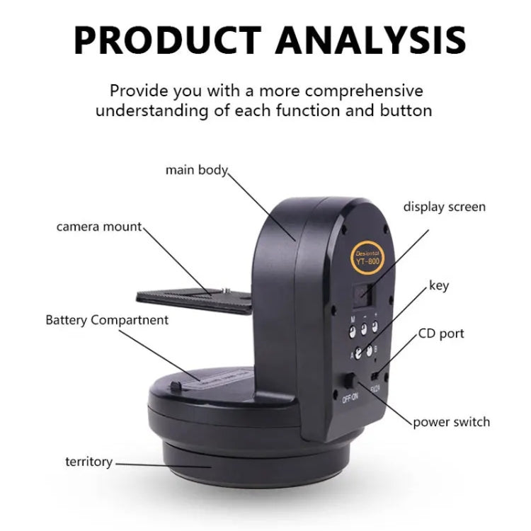 Desiontal YT-800 Cell Phone Camera Remote Control Gimbal 360 Rotation Panoramic Shooting Stabilizer