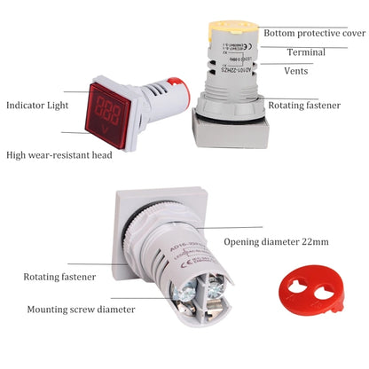 SINOTIMER ST17V AC Voltage Signal Indicator 22mm Square LED Digital Display Voltage Head AC 60-500V, ST17V