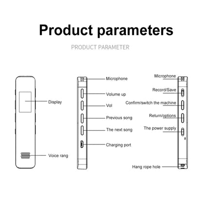 G1 0.96-Inch IPS Color Screen HD Smart Mini Noise Reduction Timer Recorder, 8GB, 16GB, 32GB